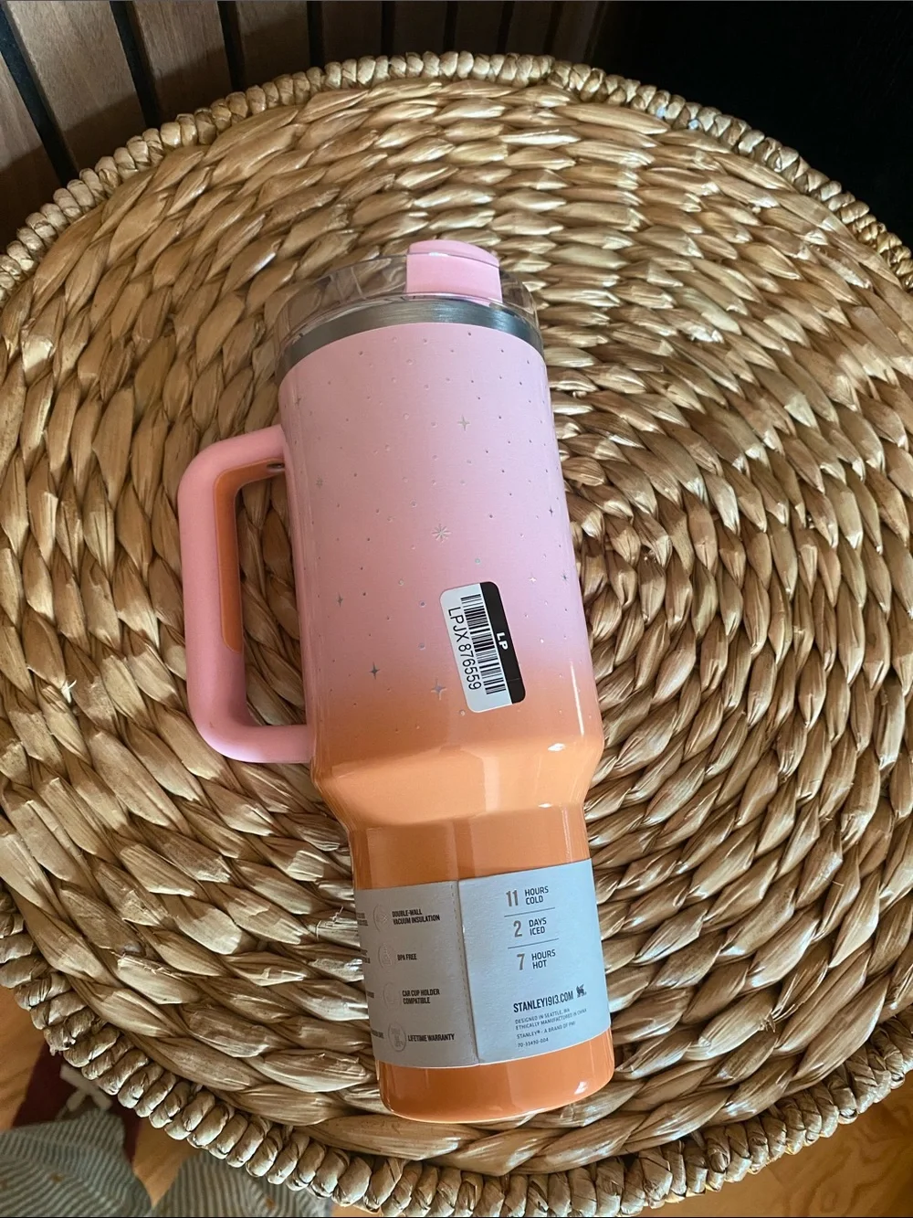 Stanley Pink Glitter Quencher Tumbler with Handle and Straw